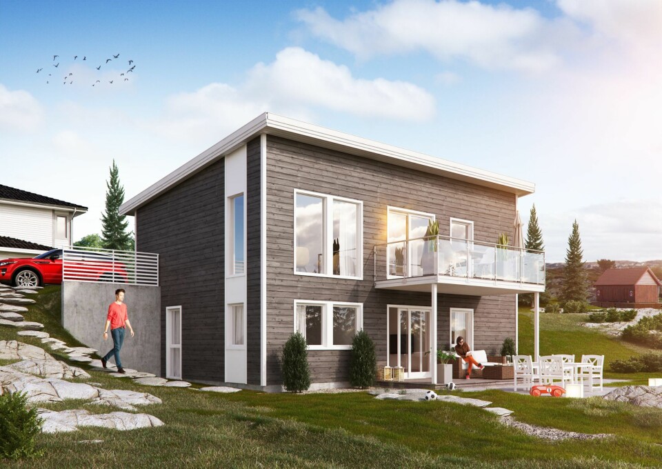 MODERNE STIL: Huset Sara fra Mesterhus har et moderne preg, akkurat sånn som mange jakter etter. FOTO: Produsenten