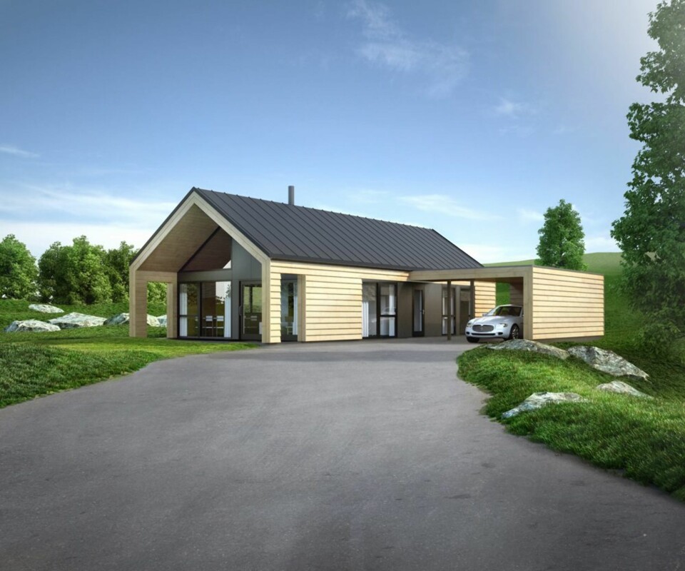 MODERNE: Huset Knerten fra Norgeshus har stramme linjer - og et moderne preg. FOTO: Produsenten