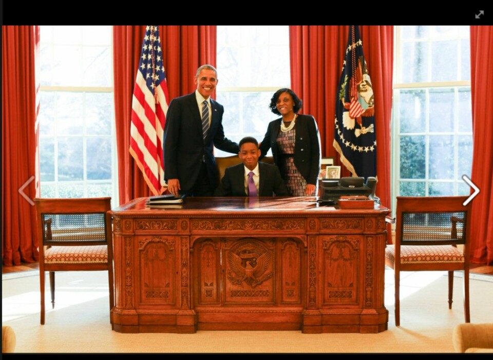 OBAMA: Vidal og rektor Lopez ble invitert til sjefen over alle sjefer. Snakk om anerkjennelse!