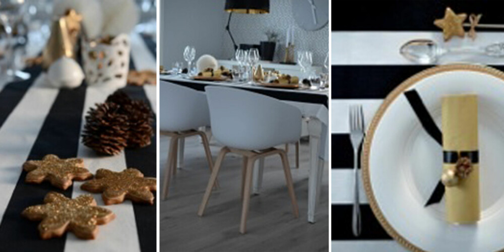 GOD SOM GULL: Marthe med bloggen Fruen fra Trondheim har satser på sort, hvitt og gull på årets nyttårsbord. GOD SOM GULL: Marthe med bloggen Fruen fra Trondheim har satser på sort, hvitt og gull på årets nyttårsbord.