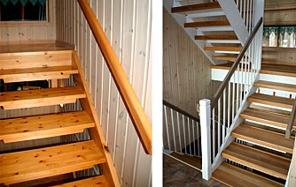 LYST: Ved å male gelenderet fremstår trappen lys og luftig. Den mørke håndlisten henter opp fargen fra trinnene og skaper en fin kontrast i trappen.
