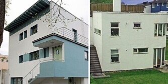 FUNKER, FUNKER IKKE?: Huset til venstre er klassisk funksjonalisme fra 1930-tallet, mens det til høyre ikke er funkis. Det er bygget i 2009, men har tilsynelatende hentet inspirasjon fra funskjonalismens bruk av rette linjer og buer. I en boligannonse som annonserer huset til salgs brukes begrepet funkis i tittelen.