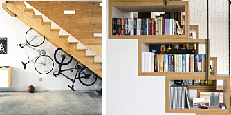 TENK NYTT: Det kan være et smart trekk å utnytte plassen under trappen til oppbevaring.