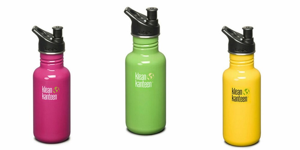 NY FUNKSJON: Nå skal sportsflaskene dine, sånn som for eksempel disse fra Klean Kanteen, brukes til å oppbevare olivenolje i, og stå fremme på hylla.
