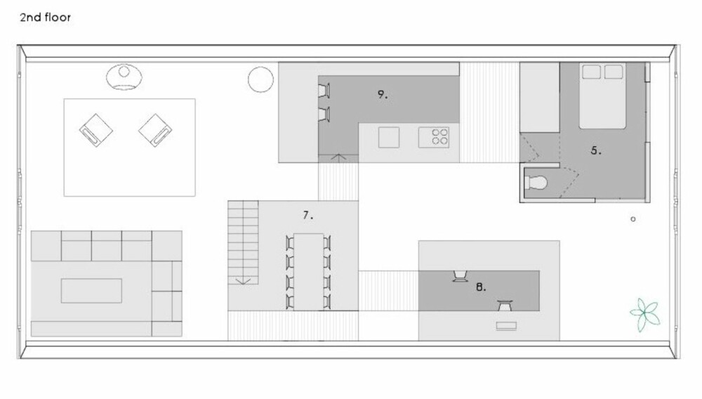 HUS I HUSET: Slik tegnet arkitektene inn de små husene som benyttes til private soner i leiligheten. HUS I HUSET: Slik tegnet arkitektene inn de små husene som benyttes til private soner i leiligheten.