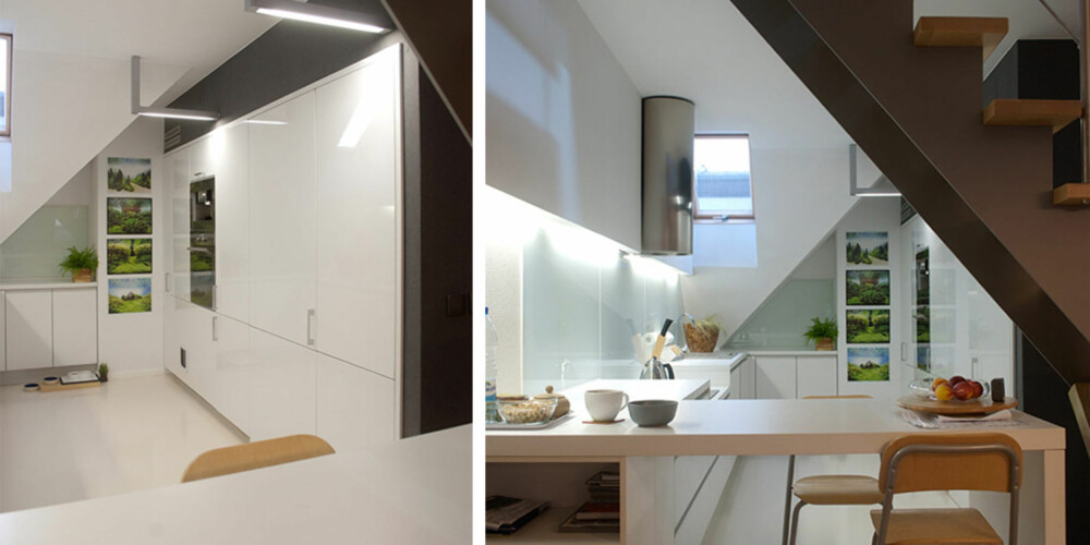 STRAMT: Hvite vegger og et nokså stramt interiør gjør at det ikke føles verken trangt eller rotete i denne leiligheten.