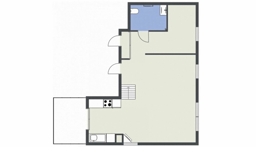 ENDRET PLANLØSNINGEN: Beboerne slo sammen små rom til ett stort, og lot det være igjen et barnerom i enden. Soverommet er på hemsen. ENDRET PLANLØSNINGEN: Beboerne slo sammen små rom til ett stort, og lot det være igjen et barnerom i enden. Soverommet er på hemsen.