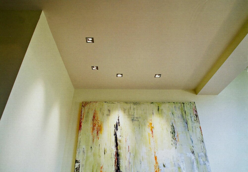 KOMPLETT BELYSNING: Lyssystemet i taket er tilpasset belysning av både maleri, lagerrom og hele stuen.