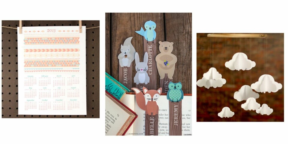 SÆRPEG: Piff opp med bokmerker fra Huffingtonpost, en kalender fra Love vs Design eller en uro med skyer fra Design Happens.