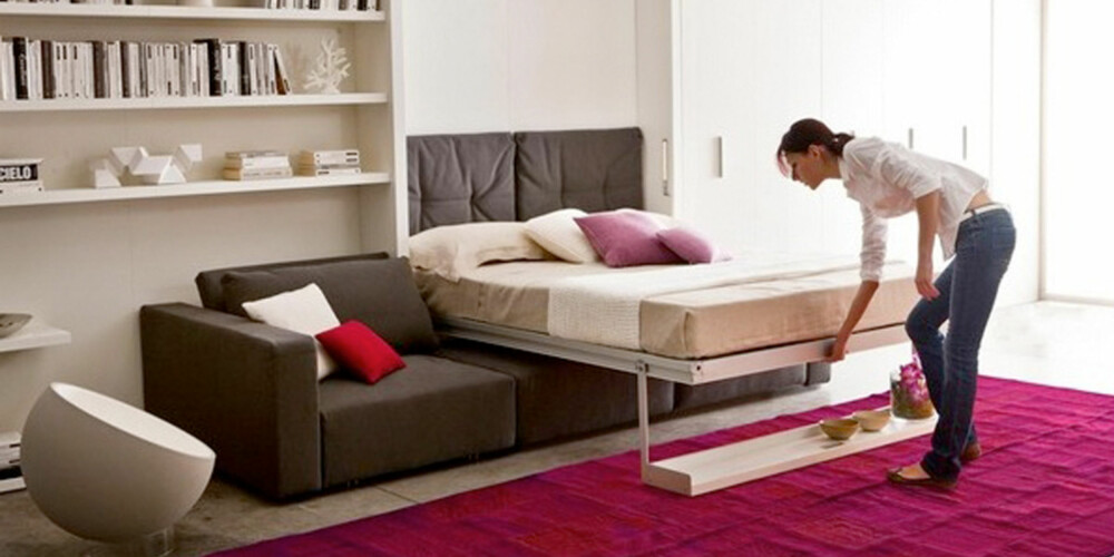 LEGGETID: I denne lille ettromsleiligheten er det praktisk å kunne hjemme bort sengen på dagtid.