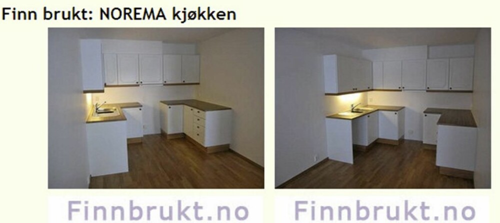 BILLIG KJØKKEN: Dette Norema-kjøkkenet er til salgs på Finnbrukt.no for 5000 kroner. Det er nesten ubrukt og er demontert for kjøper.