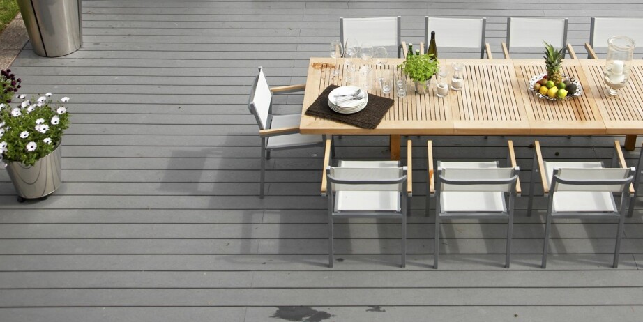 VEDLIKEHOLDSFRIE TERRASSEBORD: I et hav av varianter finner vi blant annet kompositt terrassebord, termotre, kebony og ubehandlet tre.