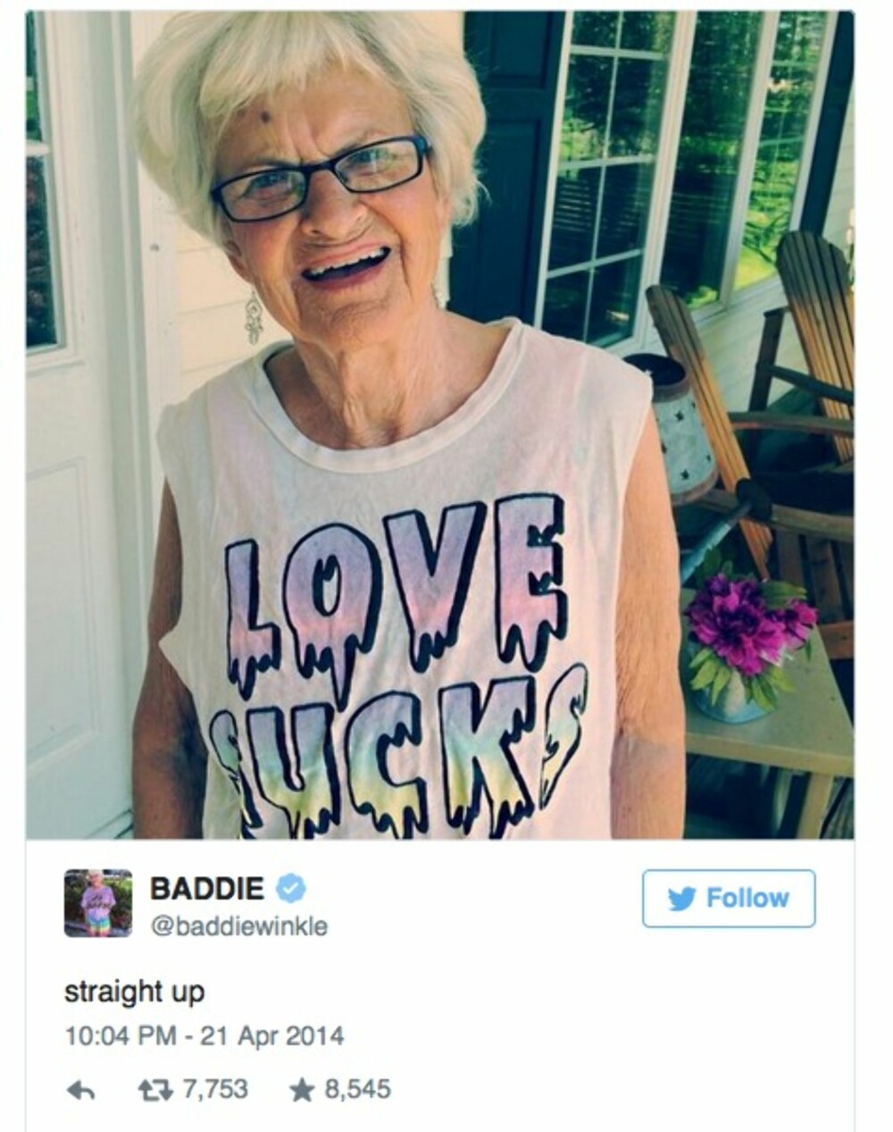 REBELL: 87-åringen Baddie Winkle er ikke redd for å være seg selv, til tross for alderen sin. REBELL: 87-åringen Baddie Winkle er ikke redd for å være seg selv, til tross for alderen sin.