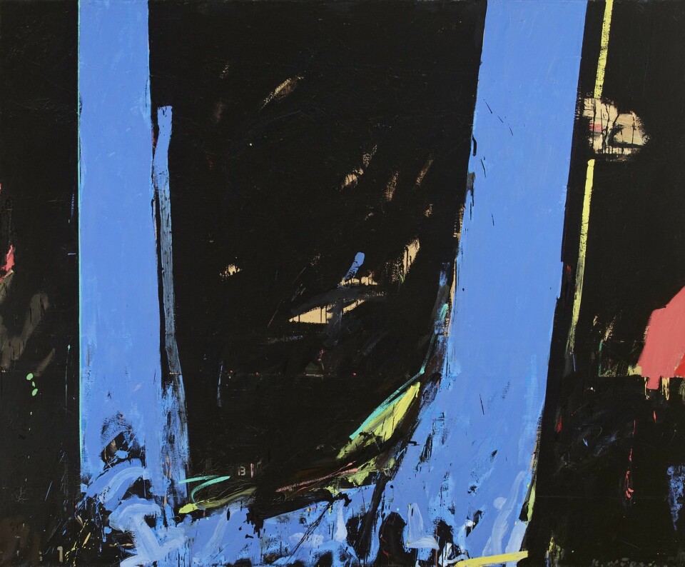 Populær farge. Kunnskapen om at blått er den fargen som selger best bør neppe brukes som beslutningsgrunnlag for kjøp av kunst. Kjell Nupens oljemaleri Plansje (nature morte) fra 1982 gikk i år for 185 000 på Blomqvist.