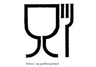 SE ETTER DETTE MERKET: Glass- og gaffelsymbolet viser at materialet eller gjenstanden er ment for kontakt med næringsmidler.
