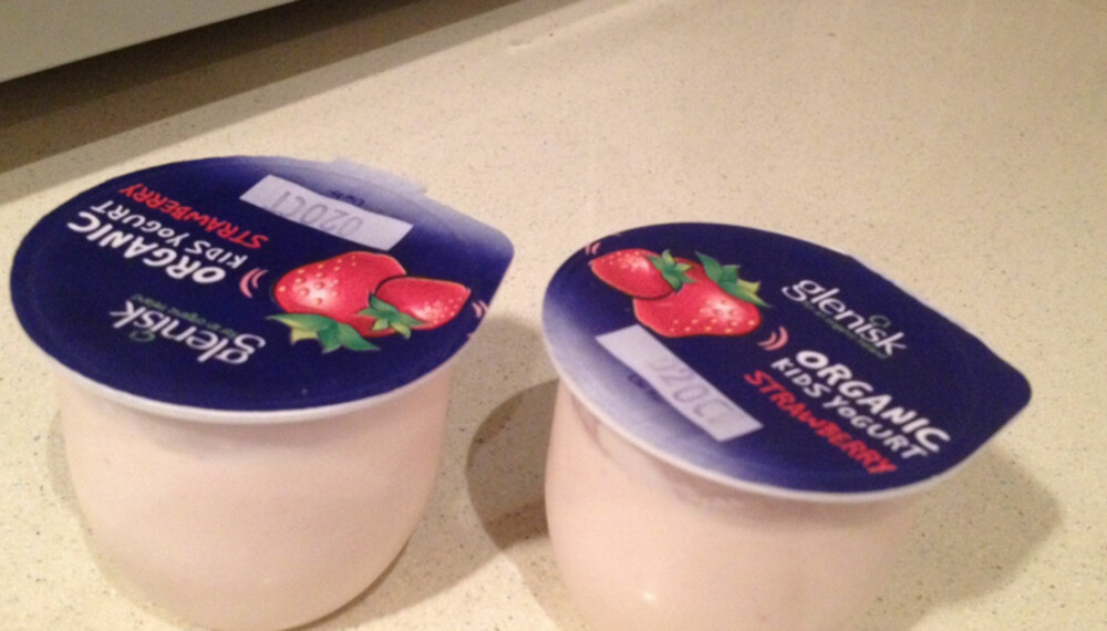 IKKE EGNET: Har du noen gang varmet opp sauser eller lignende i et skylt yoghurt-beger? Det er ikke så lurt.