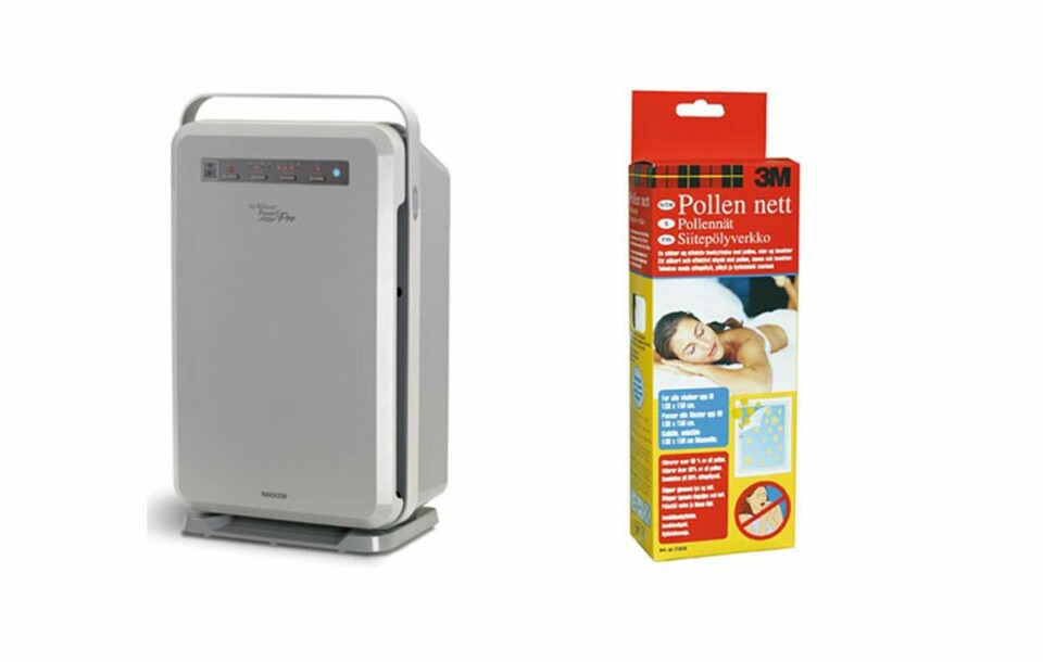 LUFTRENSER OG POLLEN NETT: Nikken Luftrenser Airpower 5pro er anbefalt av NAAF. Den har antibakterie- og antivirusfiltre
og fjerner luftpartikler som kan være plagsomme for allergikere. Pollen nett kan kjøpes på NAAF sine nettsider.