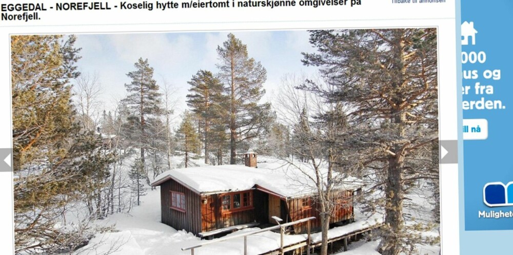 HYTTEKOS: Hytte i Eggedal/Norefjell. Prisantydning 790 000 kroner.  Primærrom 44 kvadratmeter med tre soverom. Tomten er på 1 mål, eiet. Byggeår 1971