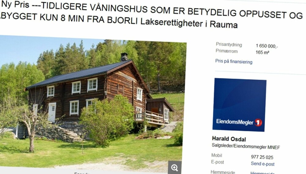 TIL SALGS: Hytte på Verma ved Bjorli med fire soverom. Primærrom 165 kvm. Byggeår 1851. Prisantydning 1 650 000 kroner.