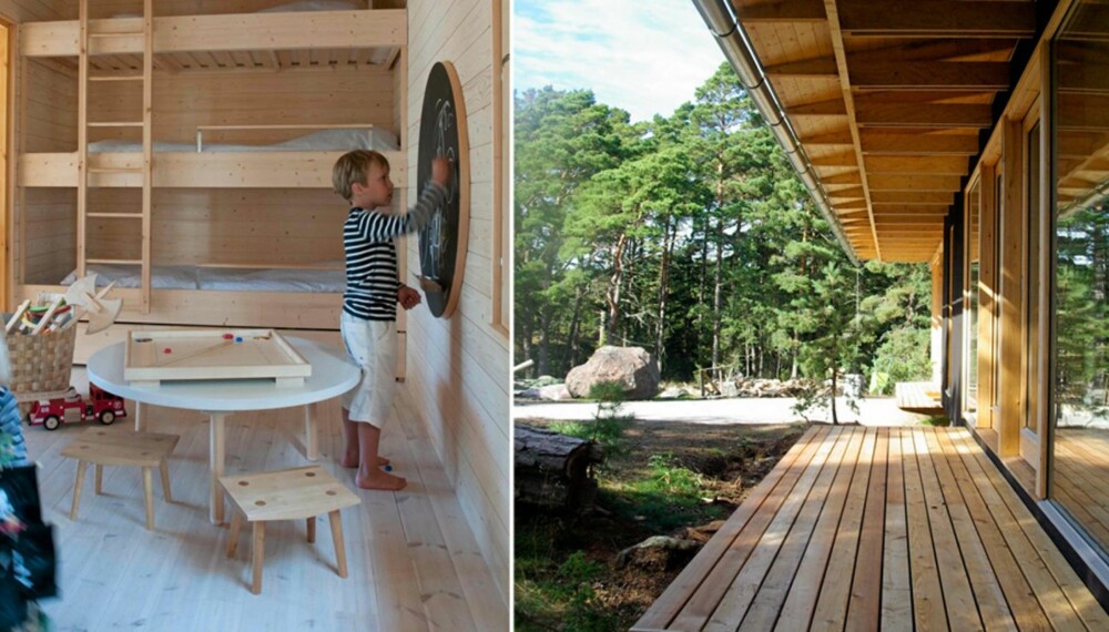 FAMILIEHYTTE: Arkitekt Anders Adlercreutz har tegnet en hytte med funksjonelle løsninger og plass til familien. De minste barna sover tre i høyden.