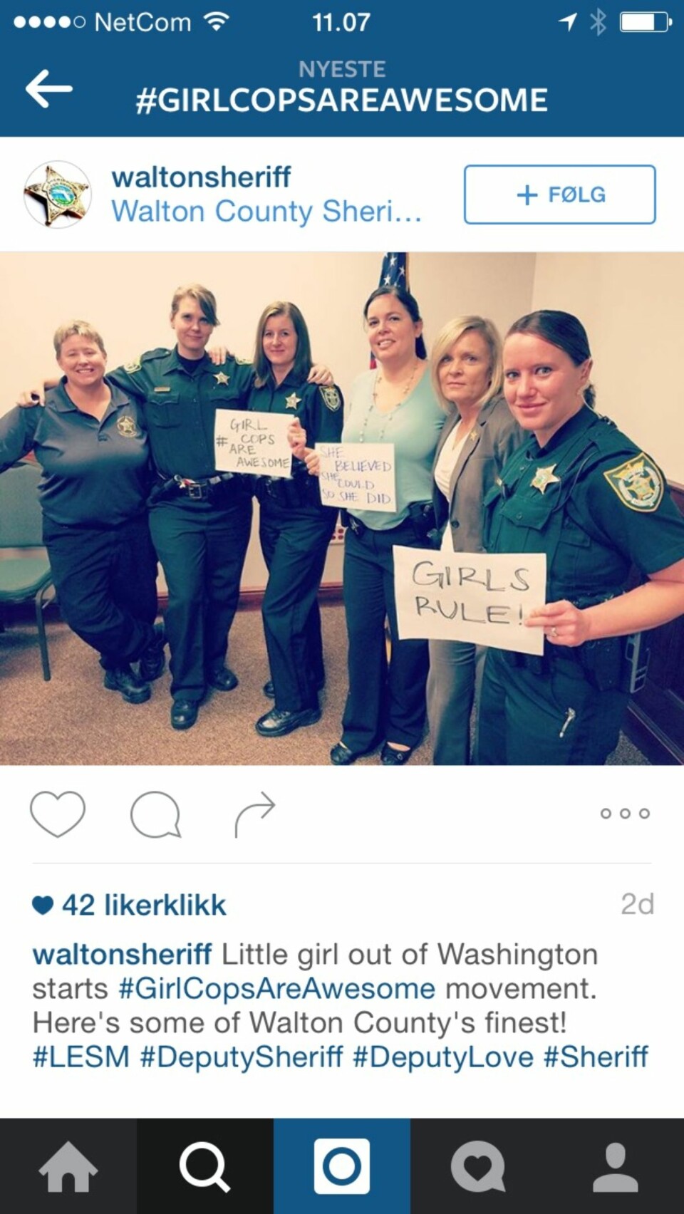 STORT ENGASJEMENT: Over hele USA har kvinnelige politibetjenter gitt tommelen opp for flere kvinner i uniform.