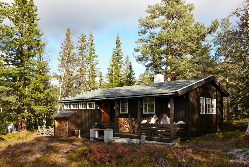 IDYLLISK: Hytta ligger flott til i skogkanten med nydelig utsikt.