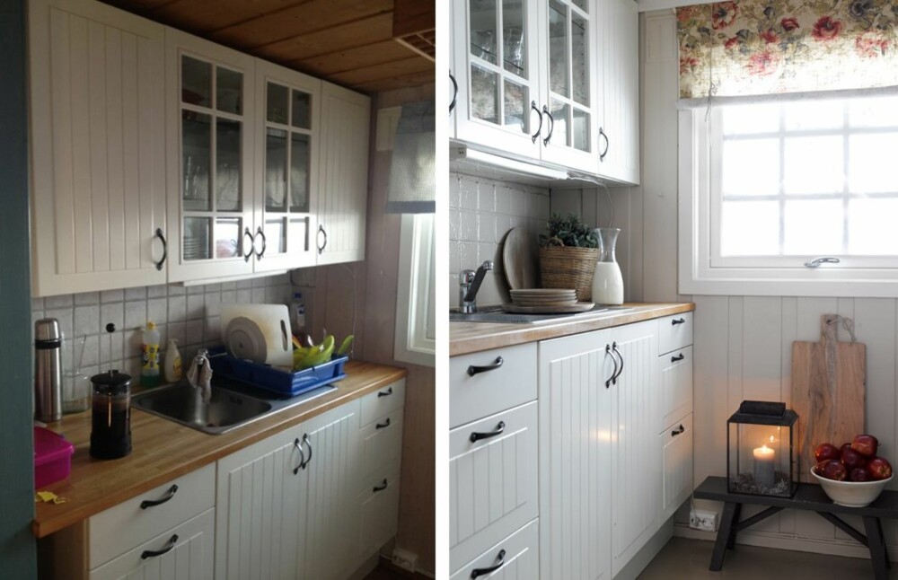 BEHOLDT KJØKKENET:
Det landlige Ikea-kjøkkenet sto der fra før. Hytteeierne ønsket
ikke å male det, men malte derimot flisene over benken. De ble først grunnet med Nordsjö Original Heftgrunn og deretter malt med Bengalack. Glans 90.
BEHOLDT KJØKKENET:
Det landlige Ikea-kjøkkenet sto der fra før. Hytteeierne ønsket
ikke å male det, men malte derimot flisene over benken. De ble først grunnet med Nordsjö Original Heftgrunn og deretter malt med Bengalack. Glans 90.