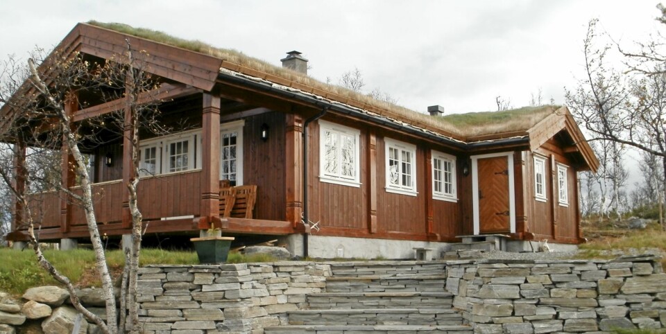 SKARET: Dette var den mest populære modellen til Rindalshytter. 568 000 kroner som bindingsverk i byggesett, 646 000 kroner i stavlaftbyggesett.