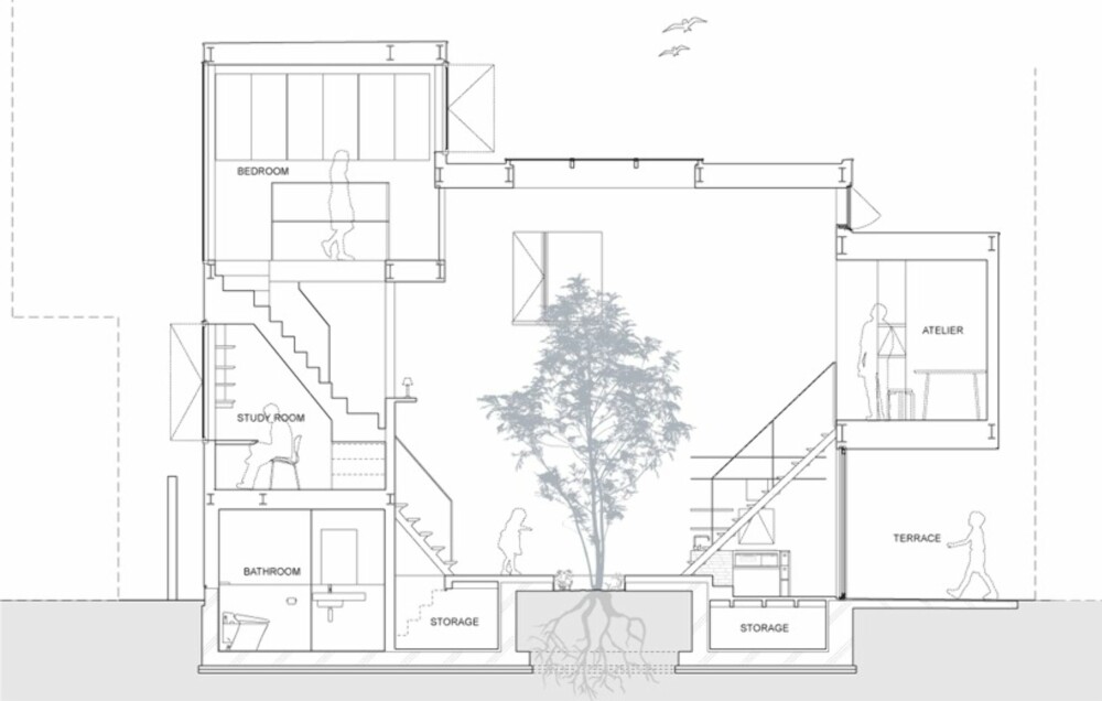 SLIK GJORDE DE: Dette er arkitektenes tegning av det lille huset.