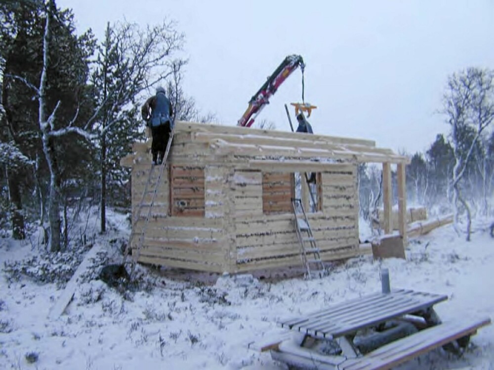 ET SOLID TØMMERHUS: Her er laftekassa med tømmer fra Materialbanken i Vingelen snart ferdig. ET SOLID TØMMERHUS: Her er laftekassa med tømmer fra Materialbanken i Vingelen snart ferdig.