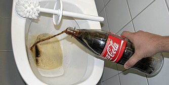 COLA OG DOBØRTSE: Hell 1,5 liter Coca Cola i toalettet. La det stå en stund. Vask så rundt med dobørsten, lyder et av lesernes råd mot striper i doskåla.