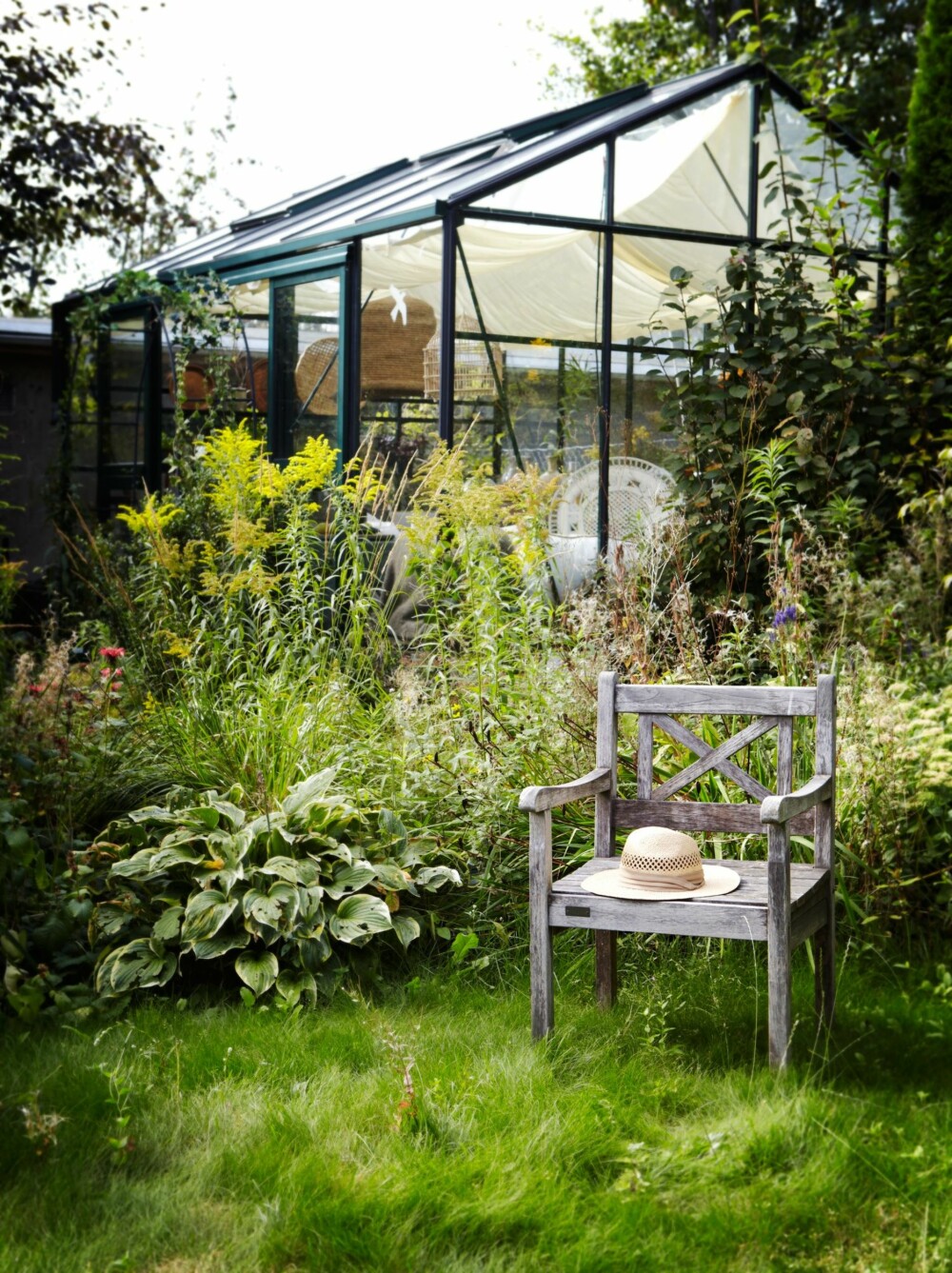 LA DET VOKSE: Drivhuset har virkelig grodd seg inn i hagen, og ikledd seg sine omgivelser. Styling: Steen & Aiesh og Juni Hjartholm. LA DET VOKSE: Drivhuset har virkelig grodd seg inn i hagen, og ikledd seg sine omgivelser. Styling: Steen & Aiesh og Juni Hjartholm.