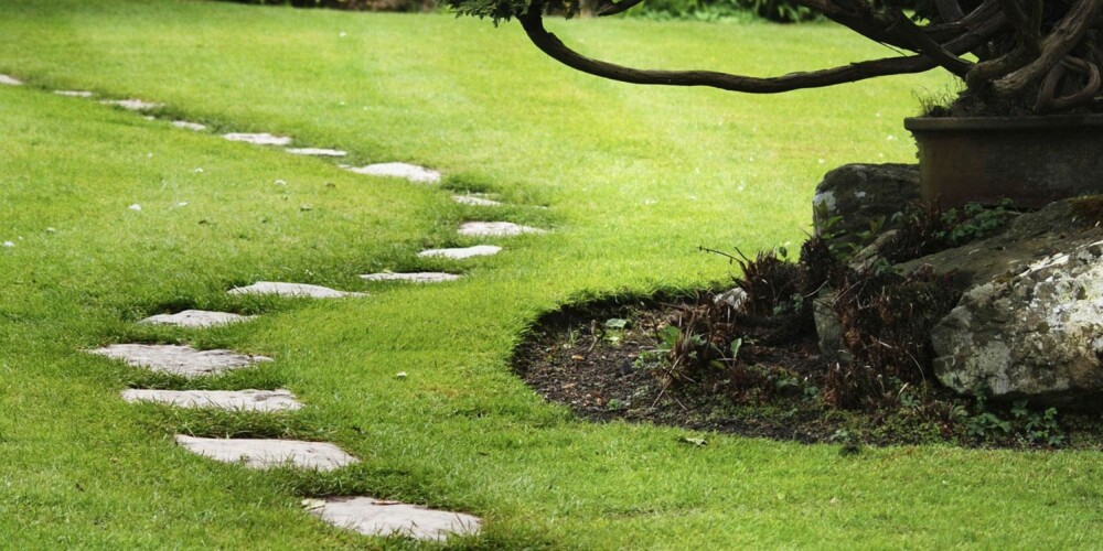 HELLER: For å unngå sammentrykket jord kan det være lurt å legge tråkkheller, slik det er gjort i denne japanske hagen.
