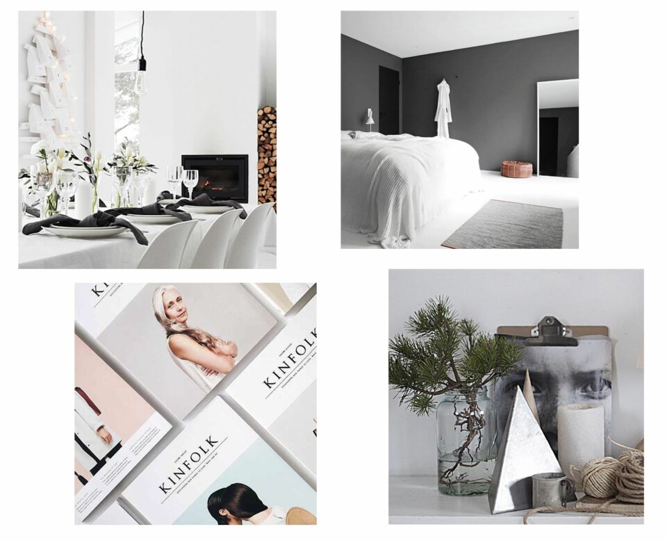 INTERIØR-INSPO: Øverst fra venstre: @elisabeth_heier, @stylizimoblog, @kinfolk og @perolavsolberg.