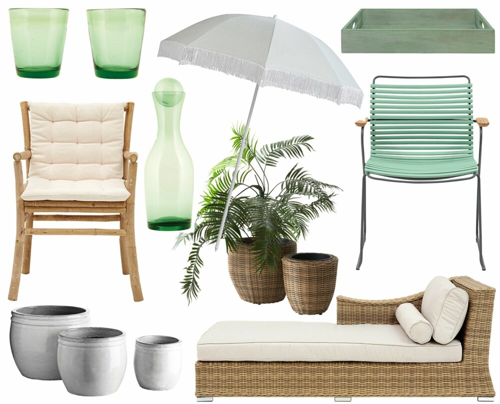 NATURTRO: Glass fra House Doctor, kr 70. Parasoll fra Nordal, kr 699. Serveringsbrett fra Greengate, kr 259. Stol fra Ilva, kr 1799. Karaffel fra House Doctor, kr 179. Blomsterpotter fra Ilva, kr 419. Stol fra Ilva, kr 1249. Blomsterpotter fra Tine K Home, kr 999. Sjeselong fra Ilva, kr 8799. NATURTRO: Glass fra House Doctor, kr 70. Parasoll fra Nordal, kr 699. Serveringsbrett fra Greengate, kr 259. Stol fra Ilva, kr 1799. Karaffel fra House Doctor, kr 179. Blomsterpotter fra Ilva, kr 419. Stol fra Ilva, kr 1249. Blomsterpotter fra Tine K Home, kr 999. Sjeselong fra Ilva, kr 8799.