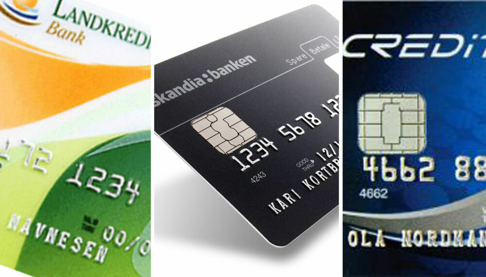 TRE FÅR FEM: Vi har sammenlignet kredittkort på grunnlag av transaksjonskostnader, effektiv rente, og rentefri kredittid.