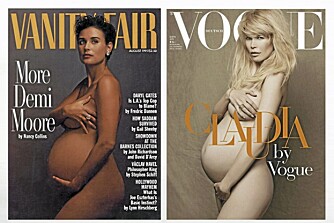 Demi Moore og Claudia Schiffer har vist fram magen på hver sin forside.