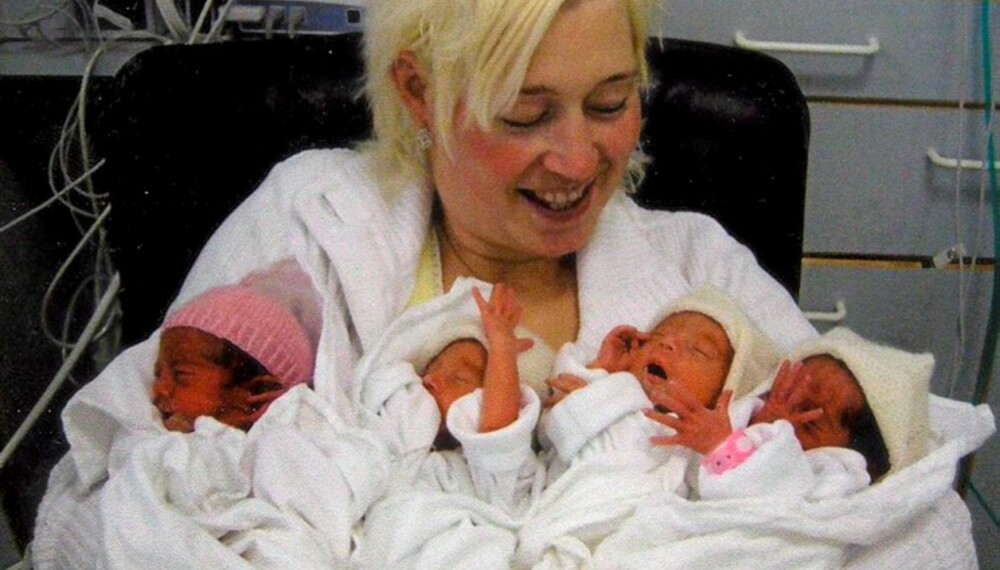 FIRE SMÅ DØTRE:  Silje Omgård har allerede merket personlighetsforskjellene mellom de nyfødte døtrene sine.