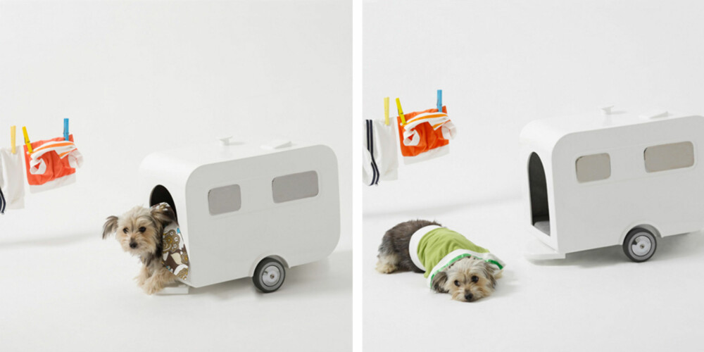FOR DEN RASTLØSE HUNDEN: Dette minihuset, formet som en camoingvogn, kan flyttesrundt omkring ettersom hunden din skulle føle for det. FOR DEN RASTLØSE HUNDEN: Dette minihuset, formet som en camoingvogn, kan flyttesrundt omkring ettersom hunden din skulle føle for det.