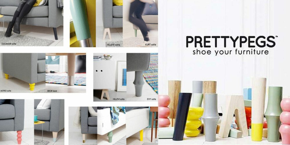 PÅ EGNE BEIN: Hos Pretty Pegs kan du bestille unike og fargerike bein til Ikea møblene dine.
