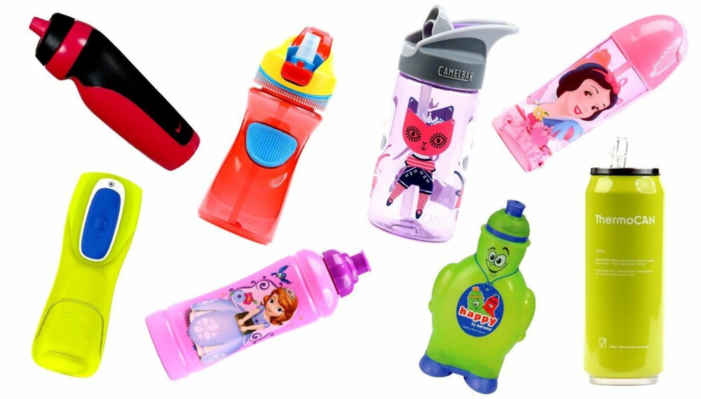 TEST AV DRIKKEFLASKER: Vi har testet åtte drikkeflasker til barn.