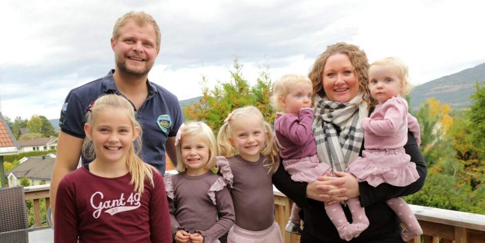SAMMEN: Ingvild er takknemlig for den store familien: Brede, Martine, Nicoline, Hermine og tvillingene Ulrikke og Henriette.