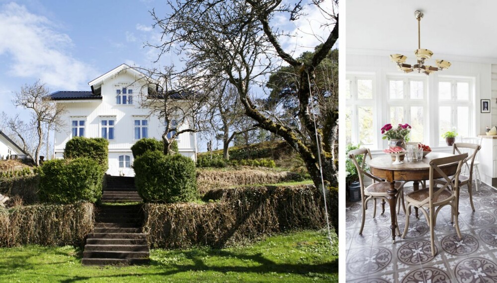VINNERBOLIGEN: Det 120 år gamle huset ligger rett ved havet på Tværdalsøy på Sørlandet. Den ærverdige hagen er på to mål, med frukttrær, buksbom, lavendel, roser og en 150 år gammel peon.