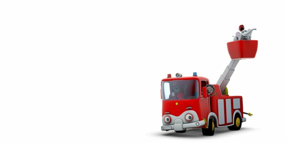VENNEBYEN: Brannbilen er en av figurene i den nye animasjonsserien.