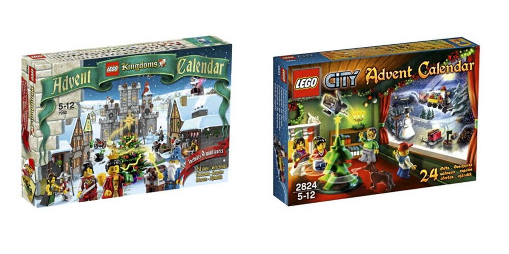 LEGO: Legokalenderen finnes i år i to utgaver: Lego City og Lego Kingdom. Begge koster kr 199 på Ringo.
