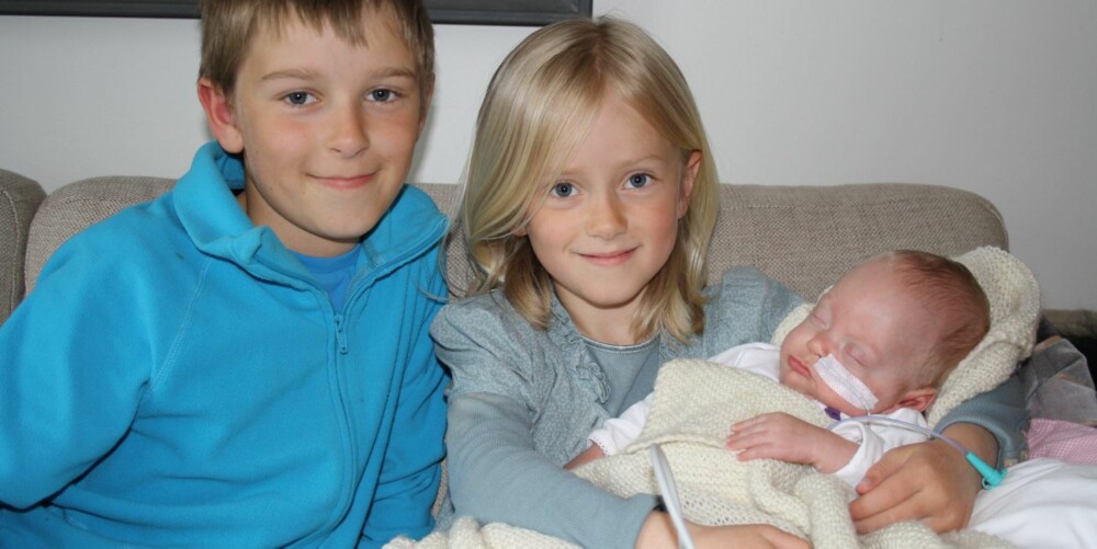 FIN TRIO: Søskenene Eirik (12), Maren (6) og lillesøster  Ella (1).