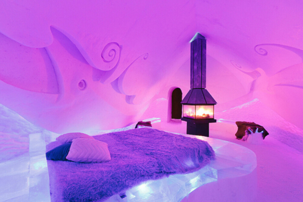 HOTEL DE GLACE: Tilbring en unik natt i sovepose på dette rommet. HOTEL DE GLACE: Tilbring en unik natt i sovepose på dette rommet.