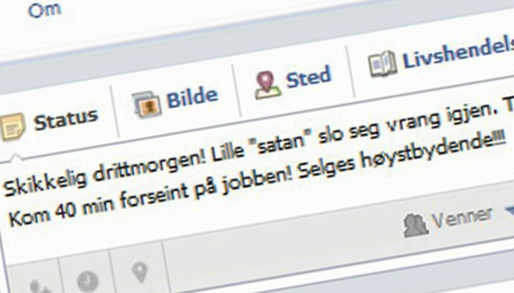 FACEBOOK: Tenk deg om før du trykker "publiser". Ting du skriver om barna på nett vil påvirke dem i flere år fremover. FACEBOOK: Tenk deg om før du trykker "publiser". Ting du skriver om barna på nett vil påvirke dem i flere år fremover.
