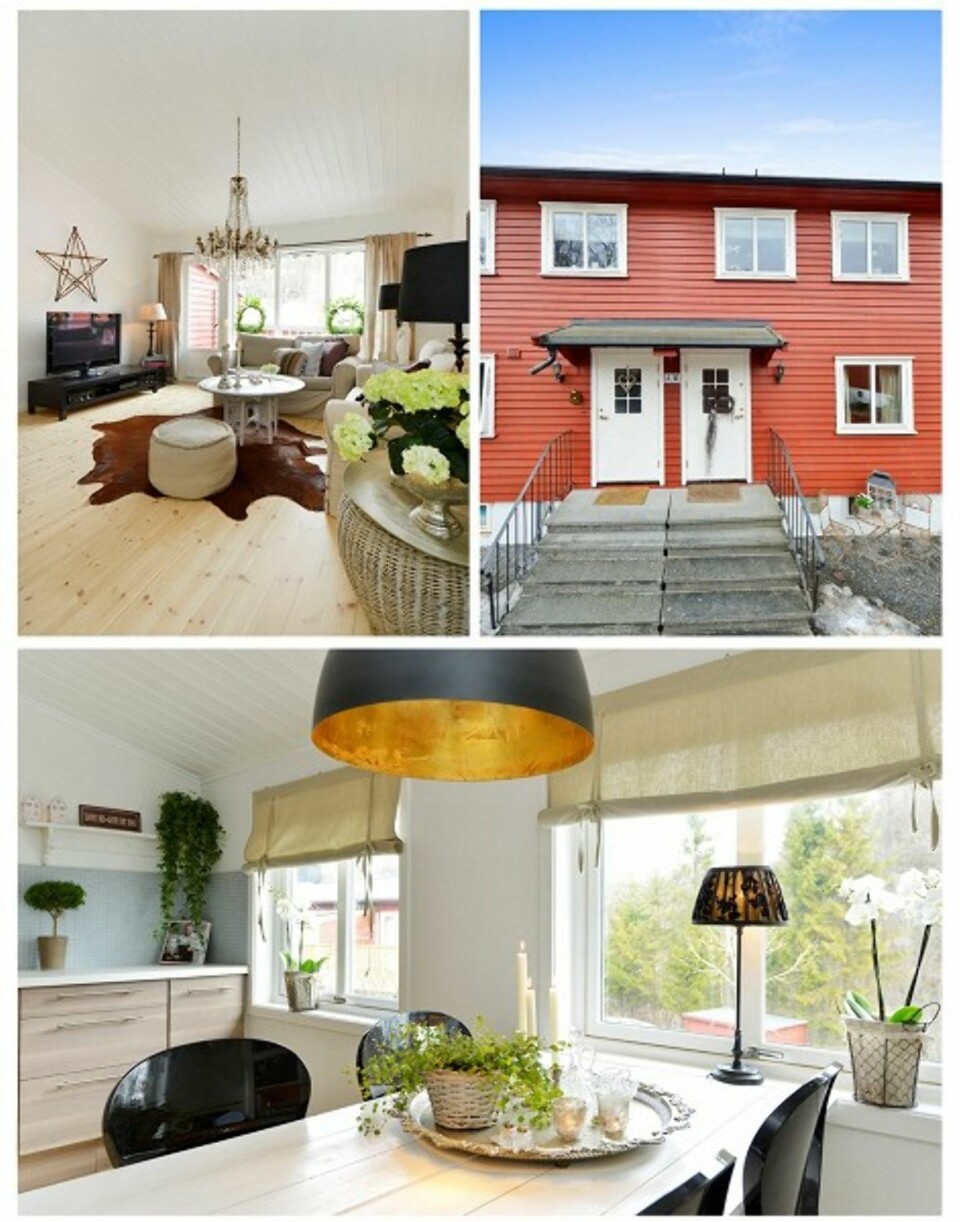 ASKER: Prisantydningen på dette rekkehuset er 3,4 millioner kroner. Megleren forteller at de selger mye til folk som skal flytte ut av Oslo.