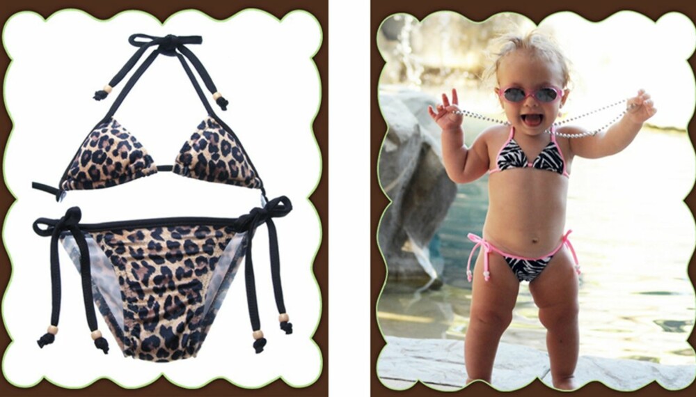 MINI BIKINI: På Babikini.com får du kjøpt små trekantbikinier i blant annet dyremønster til barn fra 0 måneder til 6 år.